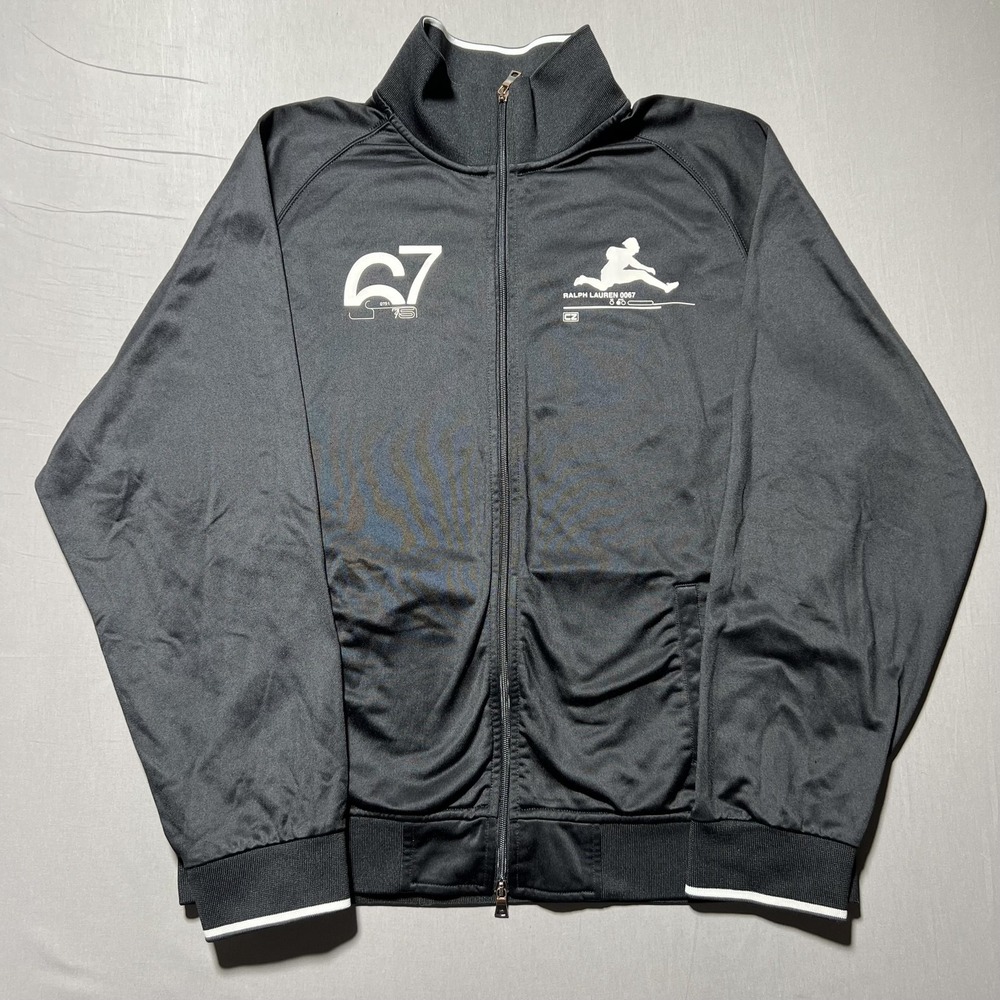 Polo Ralph Lauren Black Track Jacket Mens XL Athletics Full Zip 67‎ Sportswear